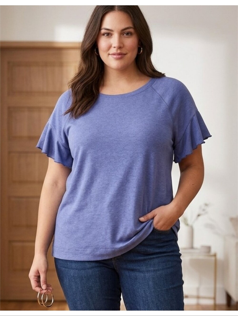 Lane Bryant Flutter sleeve short sleeve tee Blue Size 18/20